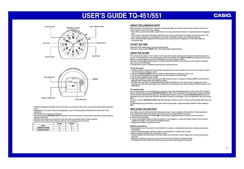 Casio TQ-451/551 user guide