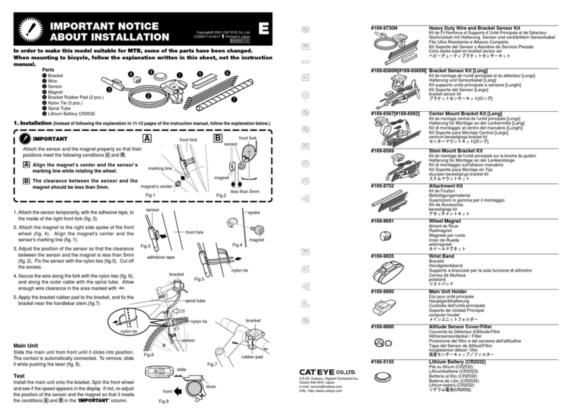 Cateye Bicycle Accessories User manual Cateye Bicycle Accessories User manual
