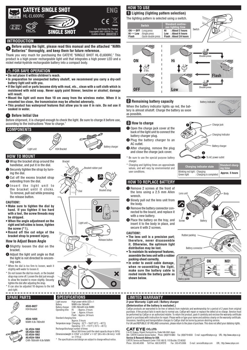 Cateye SINGLE SHOT HL-EL600RC User manual