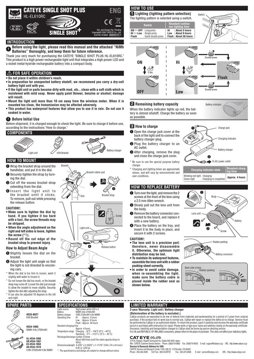 Cateye Single Shot Plus HL-EL610RC User manual
