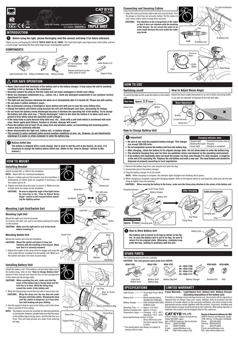 Cateye TRIPLE SHOT HL-EL700RC User manual