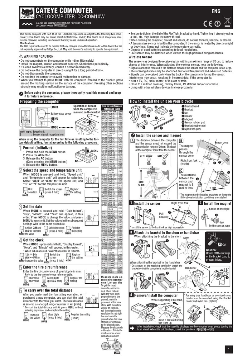Cateye COMMUTER CC-COM10W installation instructions