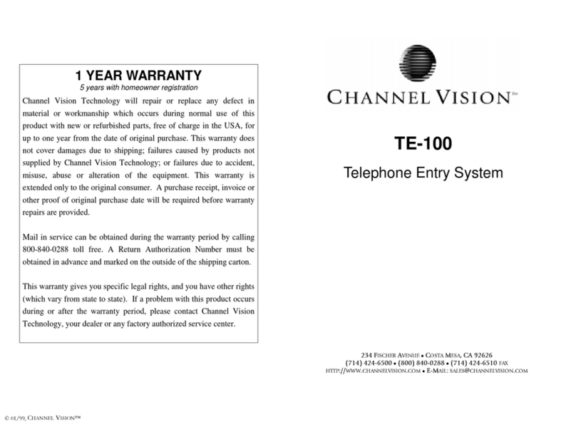 Channel Vision TE-100 user manual