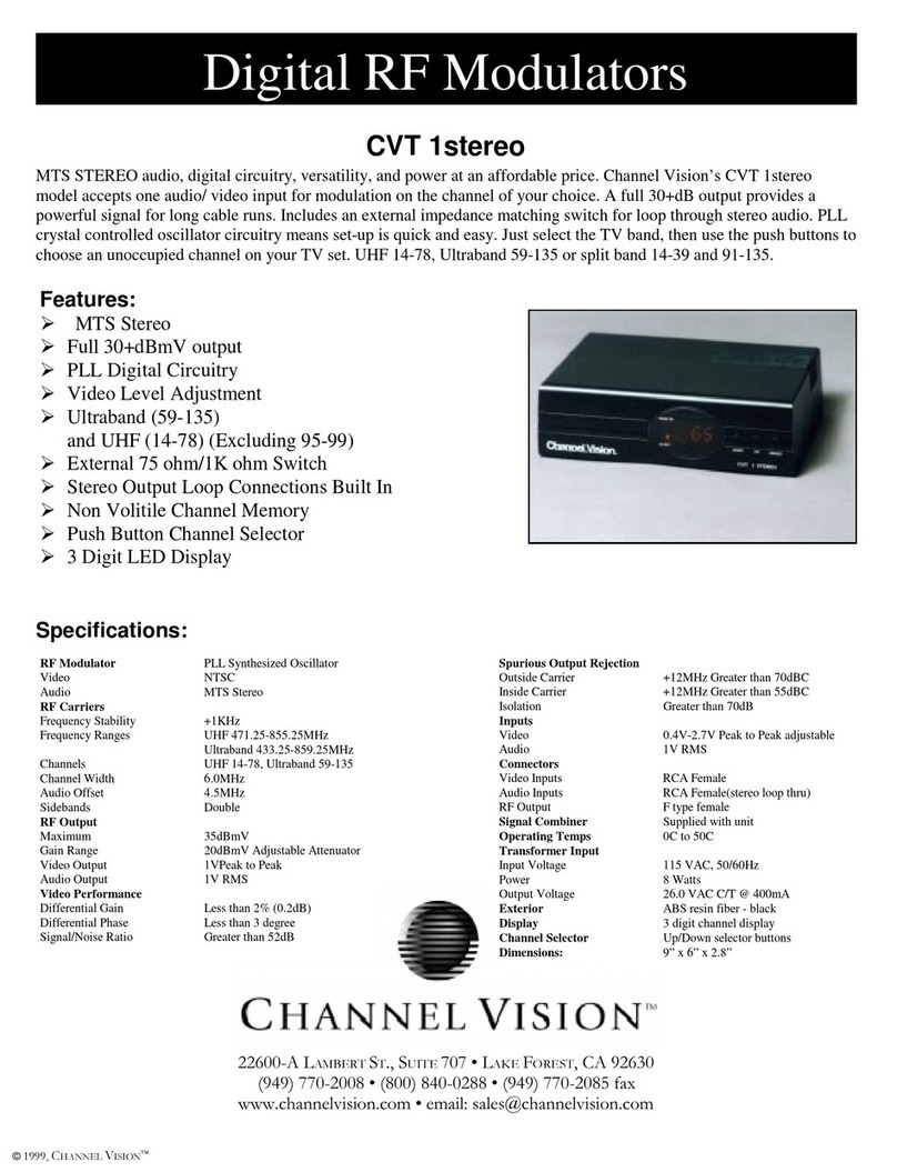 Channel Vision Digital RF Modulators CVT 1stereo User manual