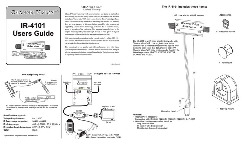Channel Vision IR Reciever IR-4101 user guide