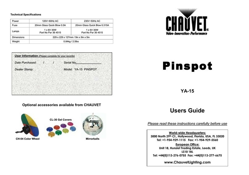 Chauvet Pinspot YA-15 User manual Chauvet Pinspot YA-15 User manual