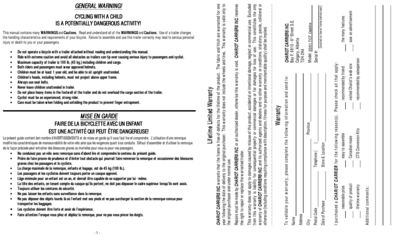 Chariot Carriers 2001 TCT CADDLE owner's manual