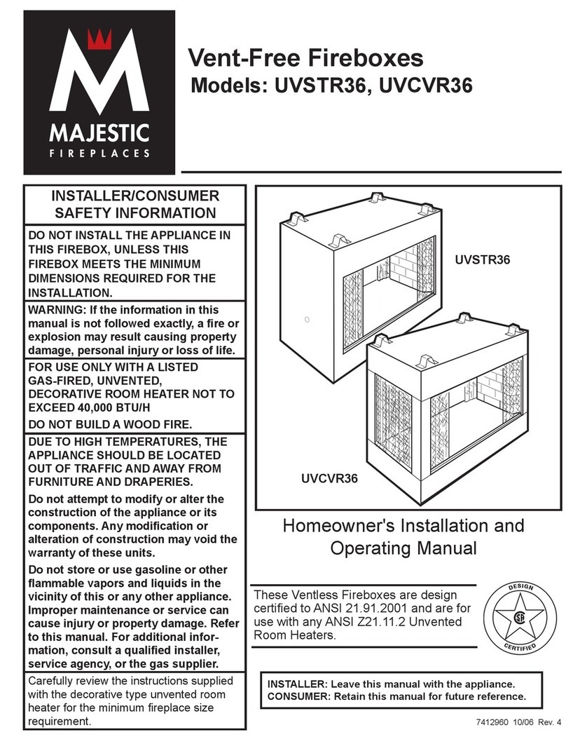 Majestic fireplaces UVCVR36 Homeowner's installation and operating manual