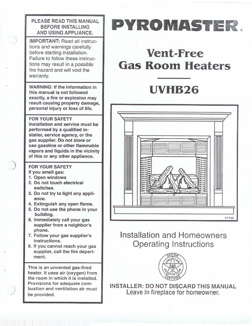 pyromaster UVHB26 Installation and homeowners operating instructions