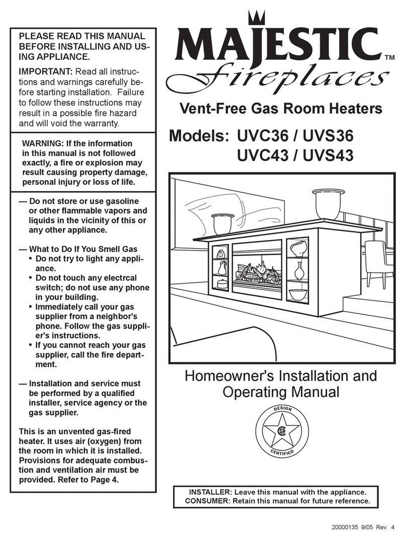 Majestic fireplaces UVC36 Homeowner's installation and operating manual