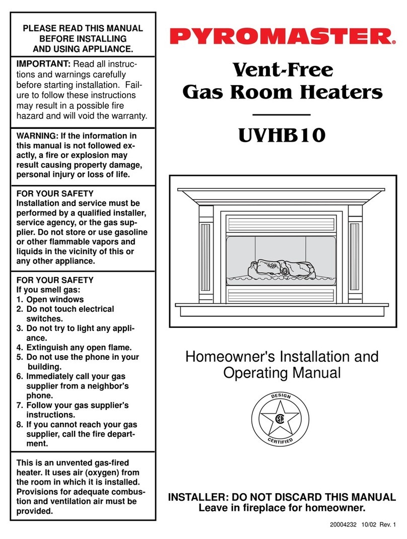 pyromaster UVHB10 Homeowner's installation and operating manual pyromaster UVHB10 Homeowner's installation and operating manual