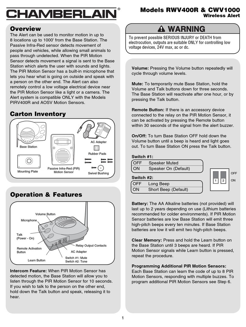 Chamberlain WIRELESS ALERT CWV1000 User manual