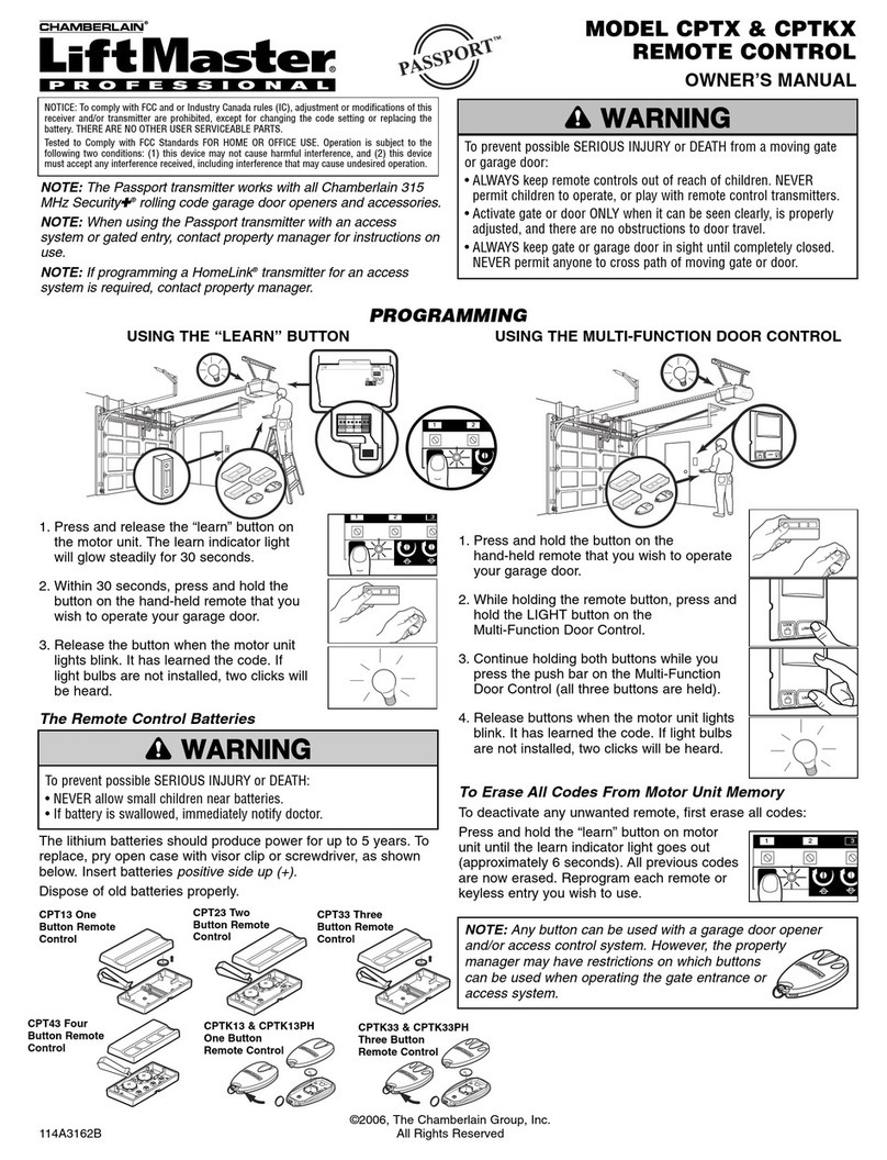 Chamberlain CPTX owner's manual