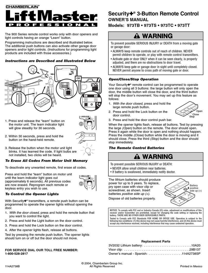Chamberlain LiftMaster Security+ 973TB User manual