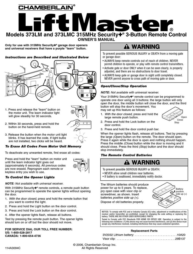 Chamberlain LiftMaster Security+ 373LM User manual