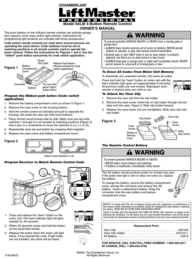 Chamberlain LiftMaster Professional 84LM owner's manual Chamberlain LiftMaster Professional 84LM owner's manual