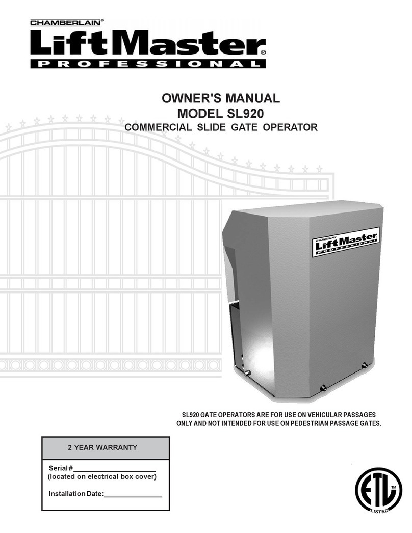 Chamberlain LIFTMASTER SL920 owner's manual