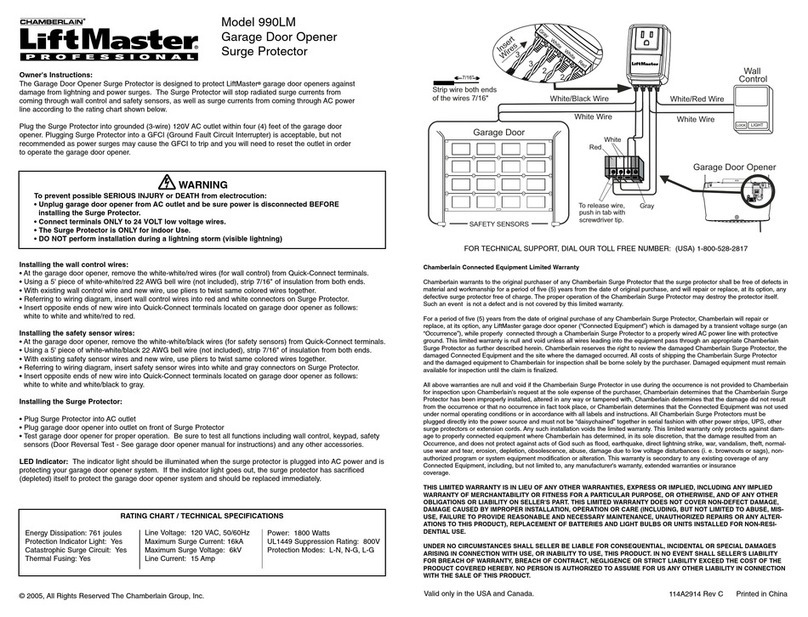 Chamberlain LIFTMASTER 990LM Owner's instructions