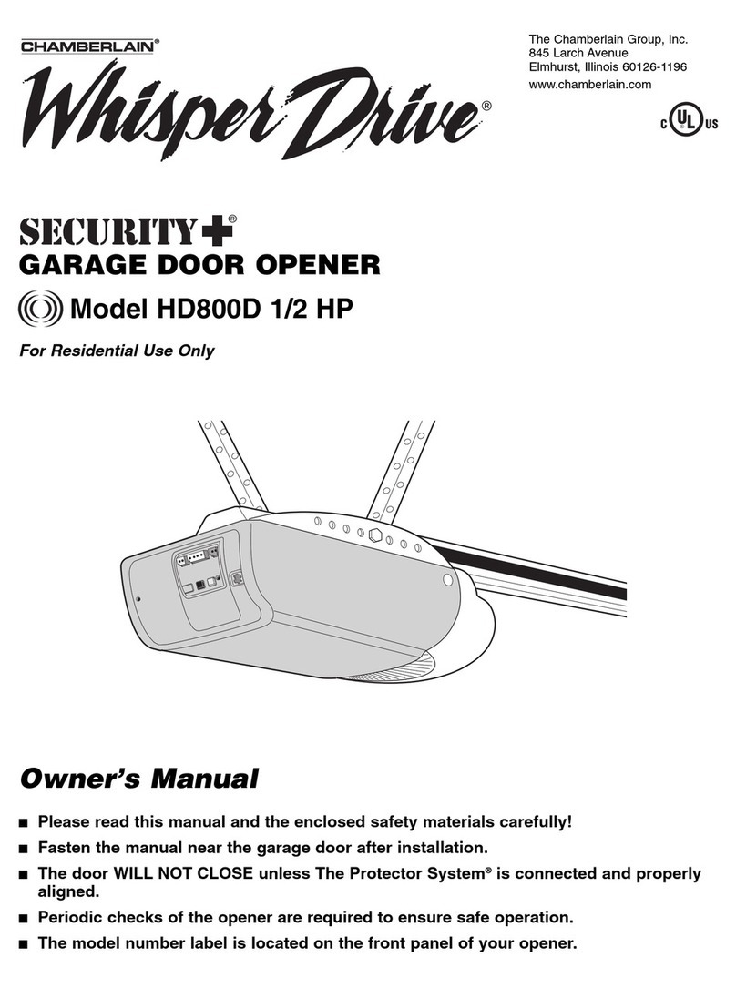 Chamberlain Whisper Drive Security+ HD800D owner's manual