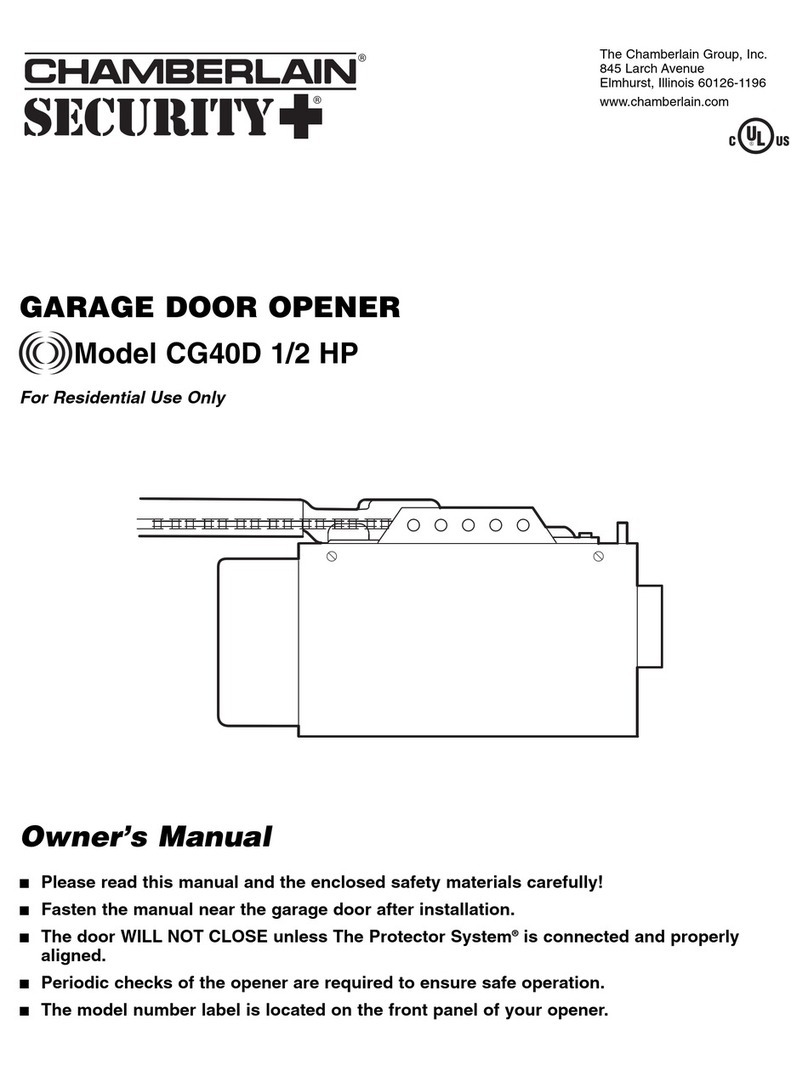 Chamberlain GARAGE DOOR OPENER CG40D 1/2 HP User manual
