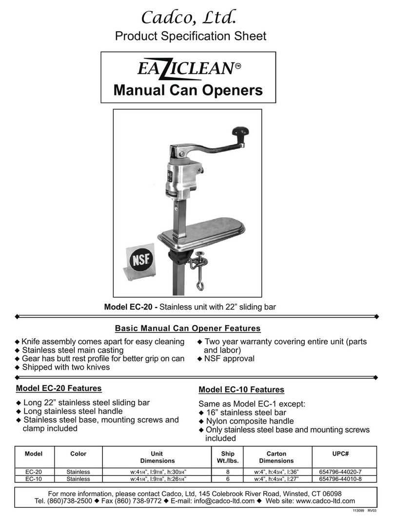 Cadco Eaziclean EC-10 Specification sheet