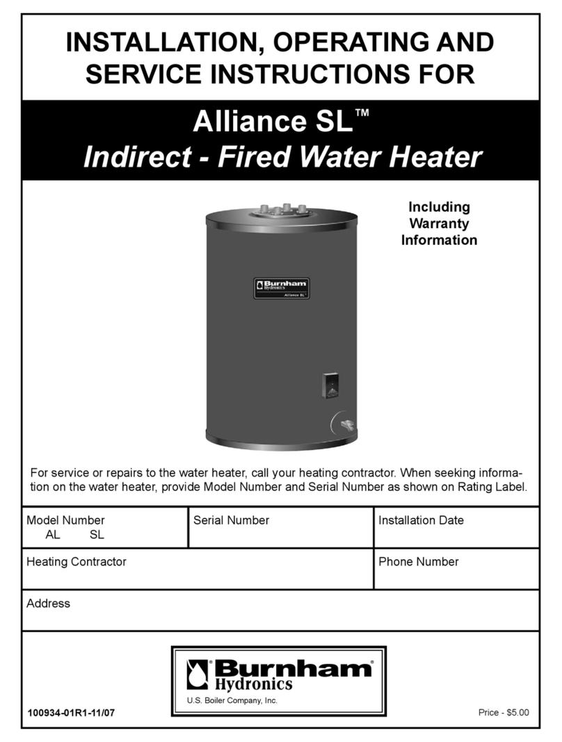 Burnham Indirect - Fired Water Heater AL SL Installation & service instructions