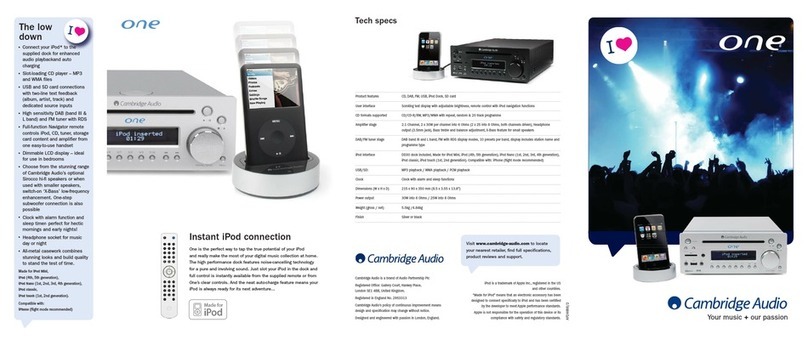 Cambridge Audio iPod Docking System Specifications