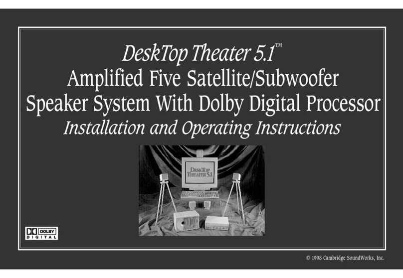 Cambridge Sound Works Speaker System Installation and operating instructions Cambridge Sound Works Speaker System Installation and operating instructions