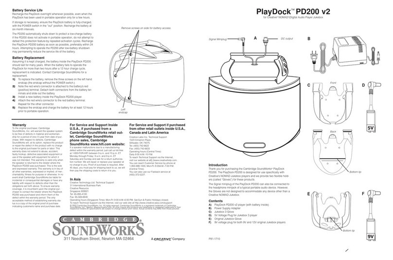 Cambridge Sound Works PlayDock PD200 V2 user manual