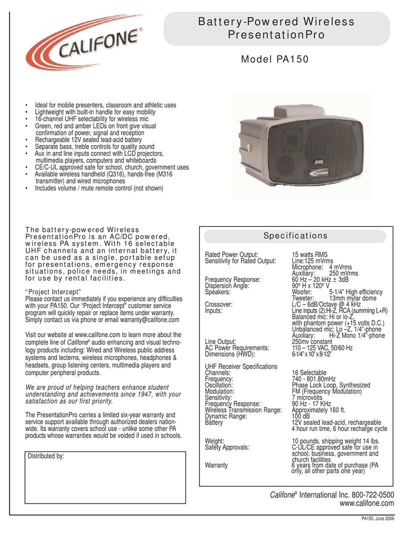 Califone PresentationPro PA150 Specifications