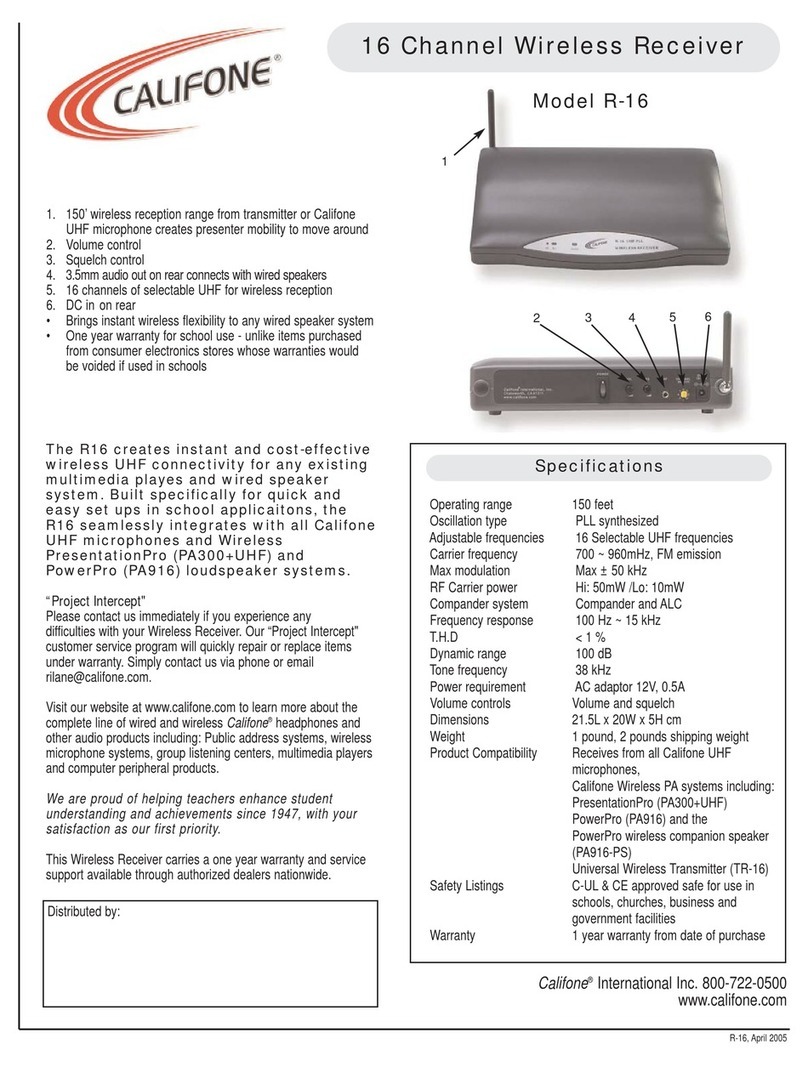 Califone R-16 Specifications