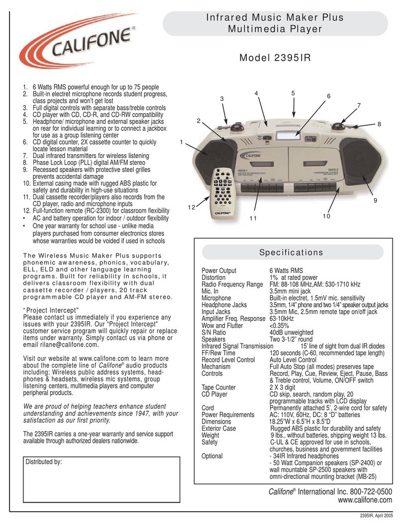 Califone Infrared Music Maker Plus 2395IR Specifications