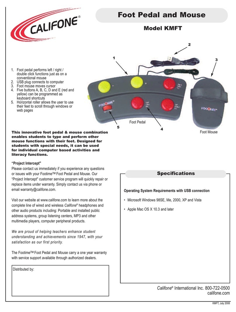 Califone Foot Pedal and Mouse KMFT Specifications