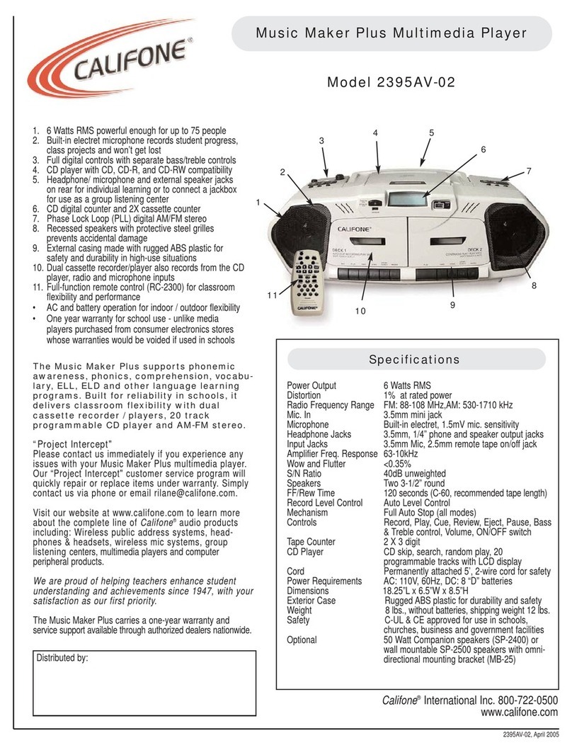 Califone Performer+ 2395AV-02 Specifications