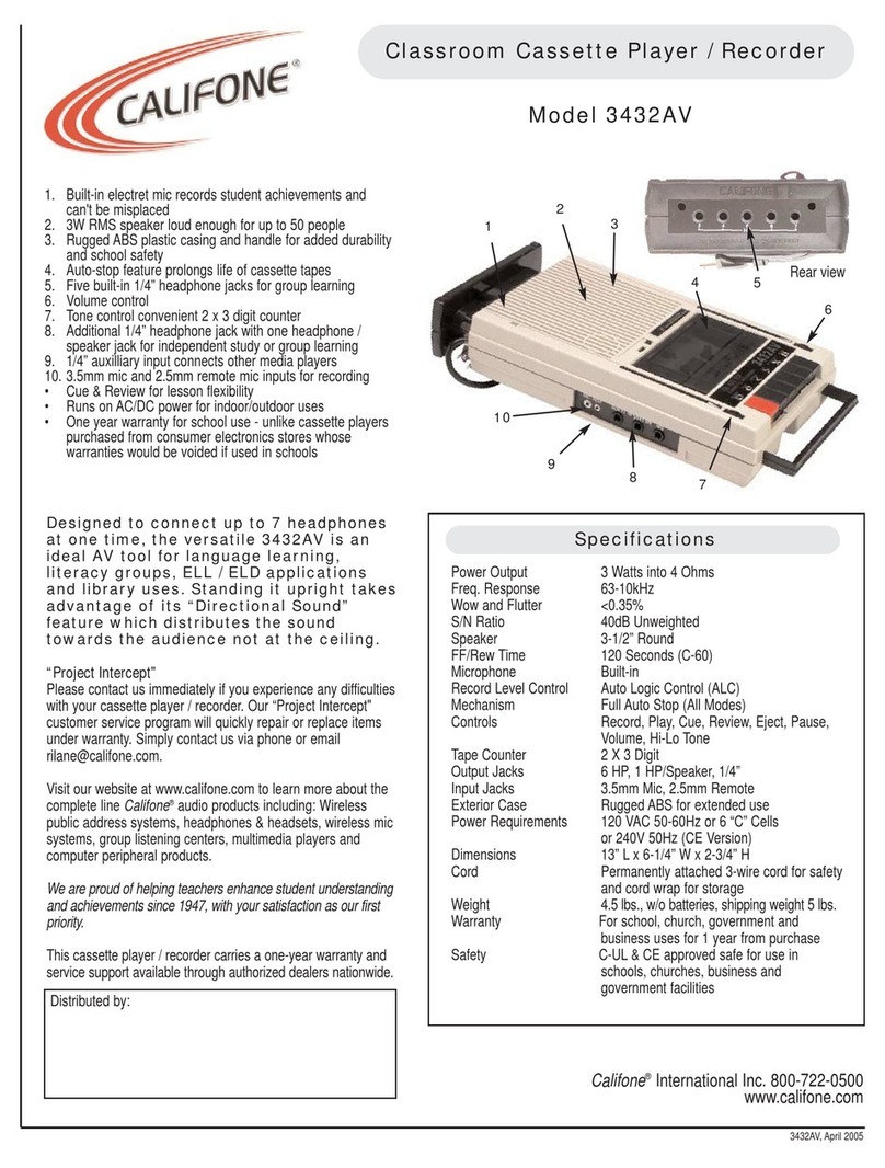 Califone Califone Classroom 3432AV  3432AV 3432AV Specifications