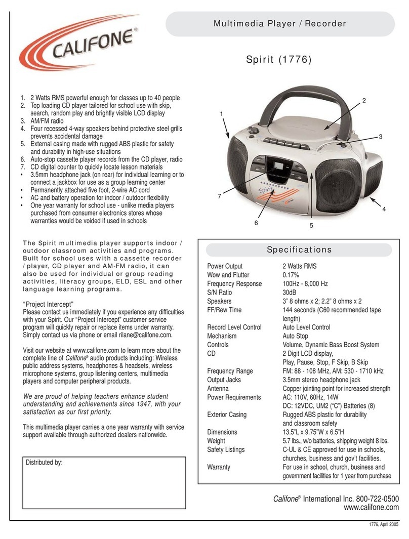 Califone Spirit 1776 Specifications