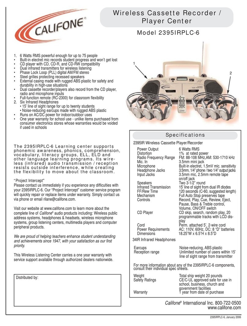 Califone 2395IRPLC-6 Specifications