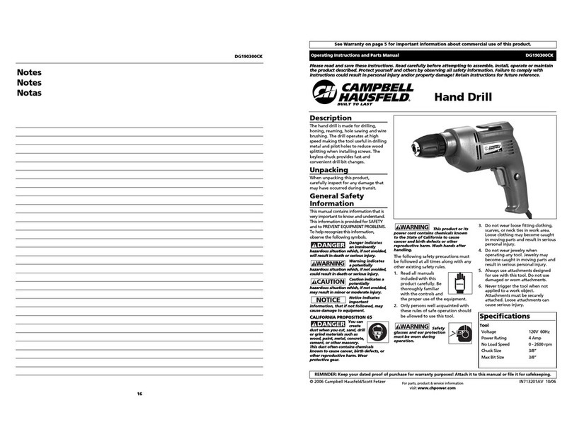 Campbell Hausfeld DG190300CK Operating instructions and parts manual