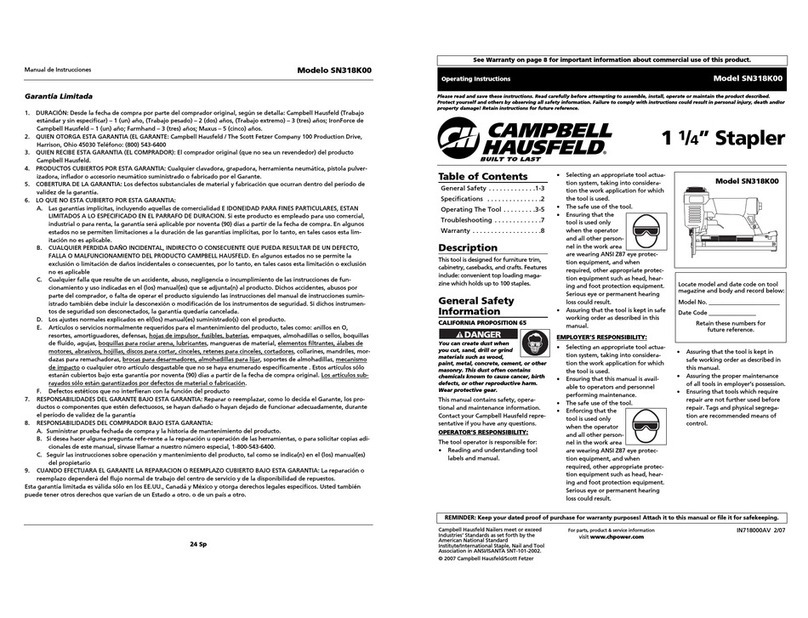 Campbell Hausfeld 24 SP SN318K00 operating instructions