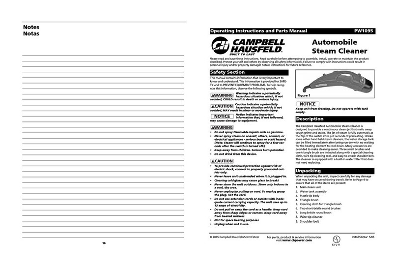Campbell Hausfeld PW1095 Operating instructions and parts manual