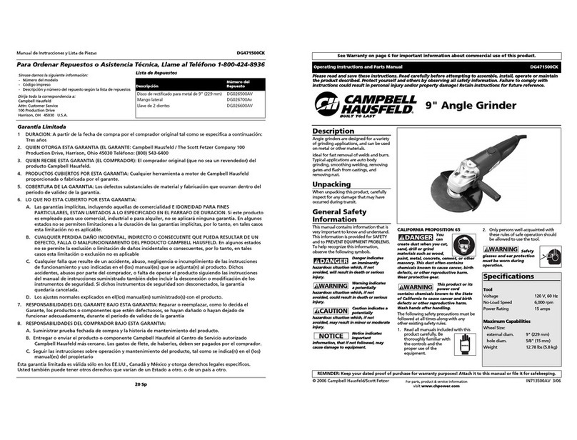Campbell Hausfeld DG471500CK Operating instructions and parts manual