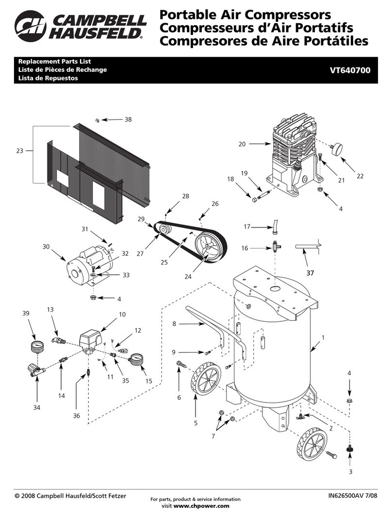 Campbell Hausfeld VT640700 Replacement parts list