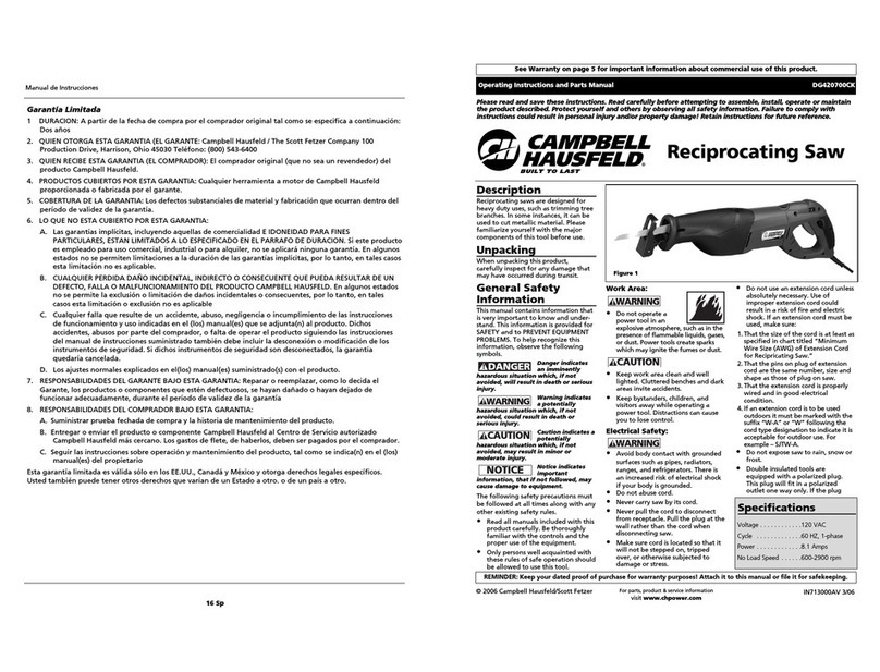 Campbell Hausfeld DG420700CK Operating instructions and parts manual Campbell Hausfeld DG420700CK Operating instructions and parts manual