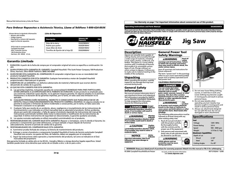 Campbell Hausfeld DG460300CK S Service manual