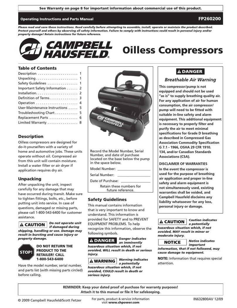 Campbell Hausfeld FP260200 Service manual