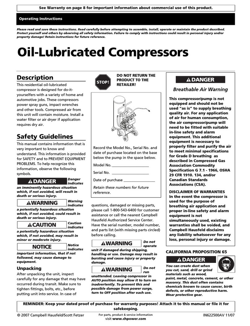 Campbell Hausfeld Portable Air Compressor User manual