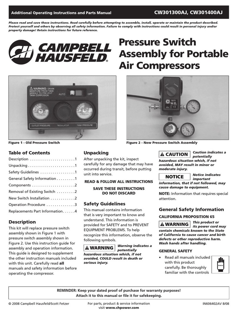 Campbell Hausfeld CW301300AJ Operating instructions and parts manual