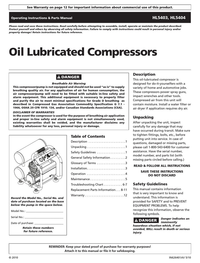 Campbell Hausfeld HL5404 Operating instructions and parts manual