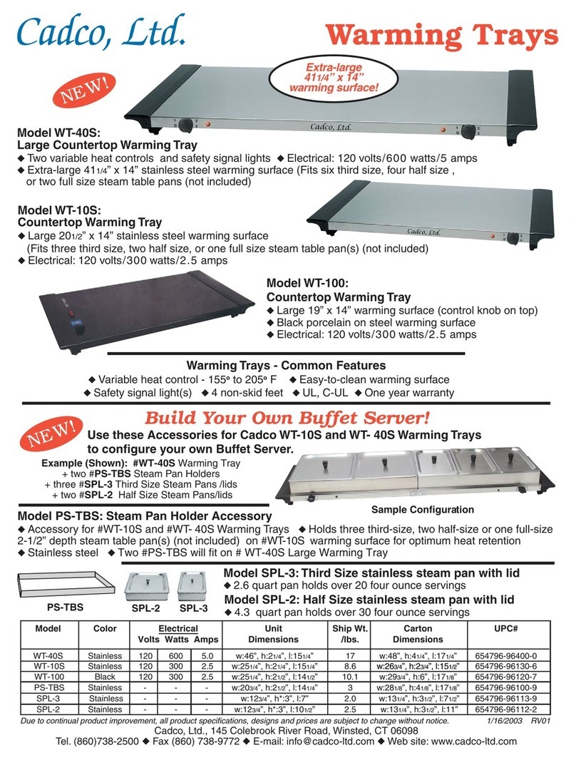 Cadco Warming Tray WT-40S User manual