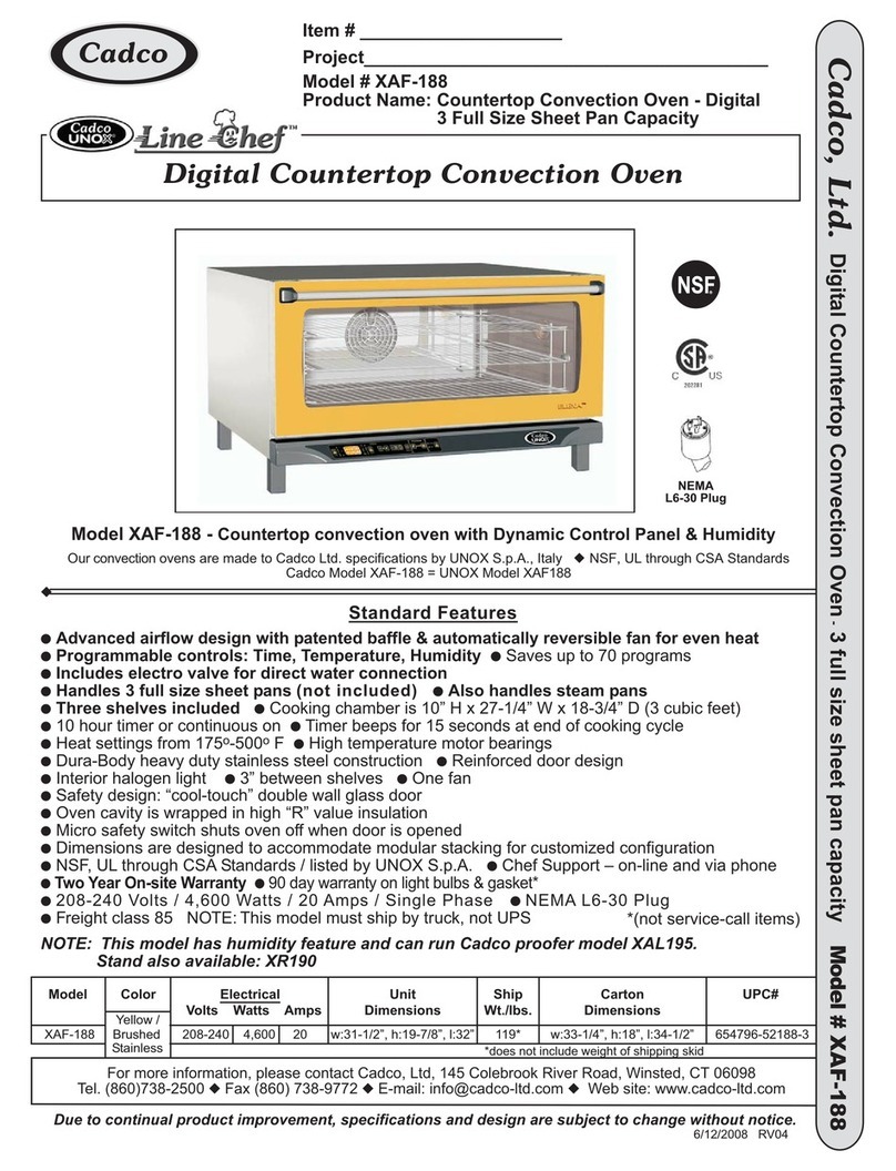 Cadco UNOX Line Chef XAF-188 User manual Cadco UNOX Line Chef XAF-188 User manual